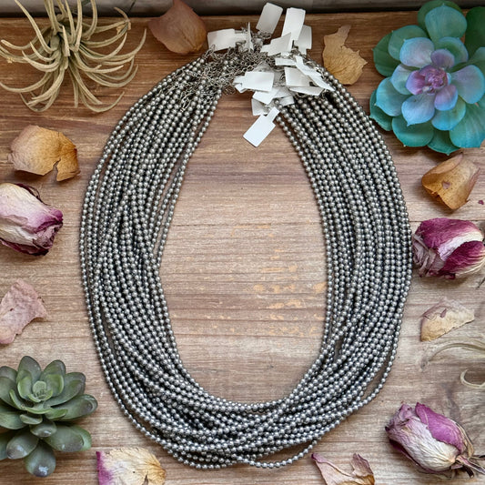 Silver-Plated 4 mm Bead Necklace – 24”