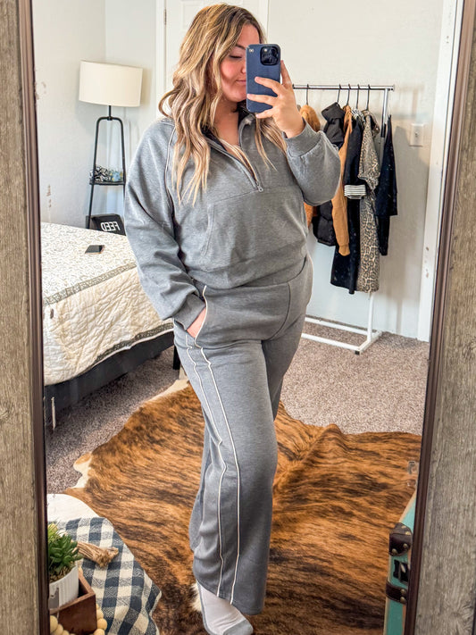 Grey Scuba Casual Pinstripe Set
