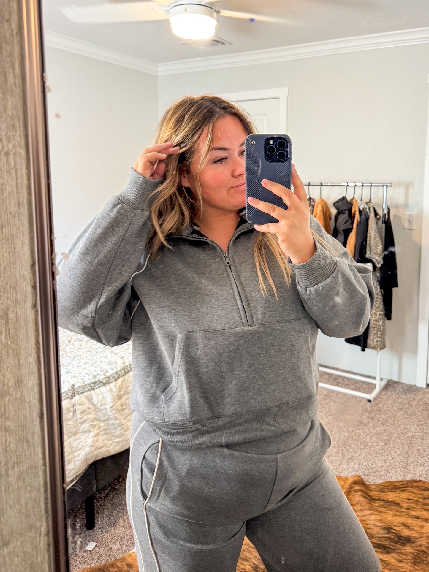 Grey Scuba Casual Pinstripe Set