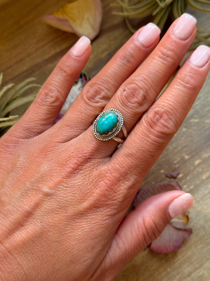 Kingman Turquoise Sterling Silver Ring – Size 8.5